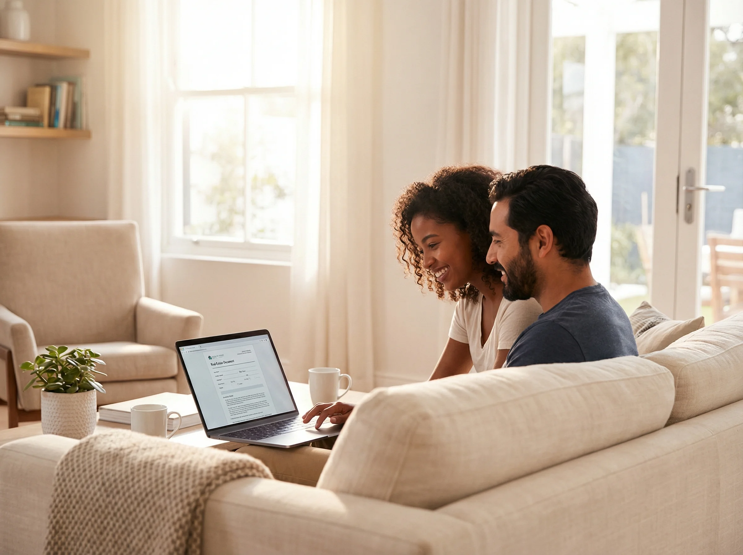 Couple reviewing mortgage options together